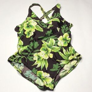 SPEEDO Tropical Floral Cross Back One Piece SZ16